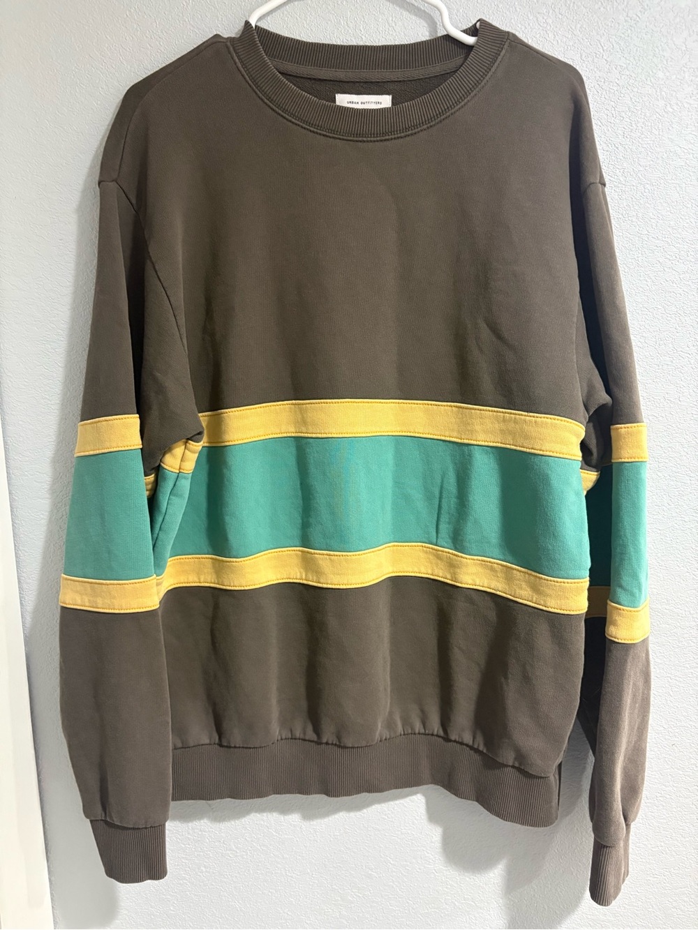 Urban Outfitters Colorblock Sweatshirt M Brown Teal Mustard Oversized Retr